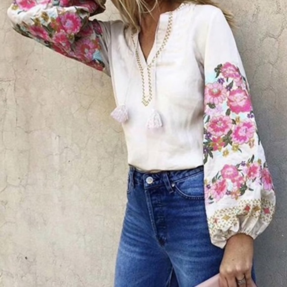 CLEARANCE/LAST ONE🎉LA ISLA BONITA Bohemian Floral Top - Picture 2 of 6